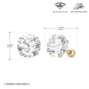925 Sterling Silver Vintage Party <b>Stud</b> <b>Earrings</b> Round Colorful Zircon <b>Crystal</b> for Women Model L0770 Wholesale Gift - Product Image 3