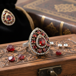 แฟชั่นใหม่ออตโตมันออกแบบขายส่ง Handcrafted แท้925แหวนเงินสเตอร์ลิงโกเมนหิน - Product Image 3