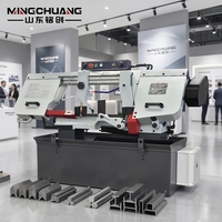 Scie à ruban semi-automatique Mingchuang BS-916, scie à découper le métal à biseau 90-45°, 254 mm, 1,5 kW, entraînement par courroie, multi-tension, acier au carbone, garantie 1 an