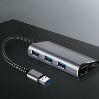 USB C Transfer Hub 6 in 1 ke 2 port USB 3.0 PD SD/TF dan Hdm USB Hub untuk Laptop MacBook Flash Drive