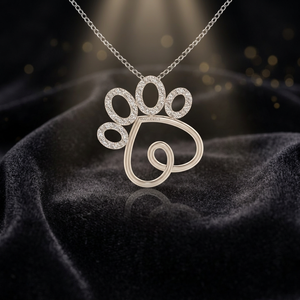 จี้เพชรเพาะเลี้ยงรูปอุ้งเท้า สร้อยคอทอง 10K/14K/18K และเงิน 925/935 ของขวัญวันครบรอบแต่งงานสุดหรูสำหรับคนรักสัตว์เลี้ยง - Product Image 1