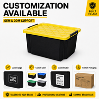 Bac de rangement utilitaire en plastique 25L, organisateur de garage et d'entrepôt, boîte de rangement pour outils robuste