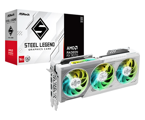 A-SRock Radeon RX 9070 XT Steel Legend 16GB GDDR6 Video Card for Gaming PC Desktop Full Function Tested