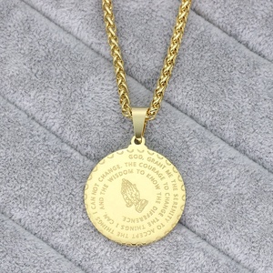 Loftily de Amén hermano regalo 14K oro manos rezando Biblia verso colgante de joyería de collar de cadena - Product Image 5