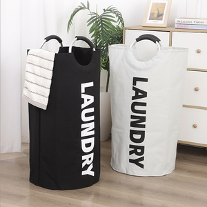 大型90Lアルミリングランドリーバスケットダブル生地パッド入り折りたたみ収納ハンパールーム用バスルーム折りたたみ式 - Product Image 4