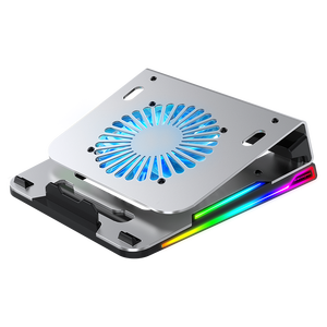Support de refroidissement pour ordinateur portable le plus vendu en gros, tapis de refroidissement pour ordinateur portable en alliage d'aluminium avec effet RGB, 4 ports USB et ventilateur, en stock ou OEM - Product Image 1