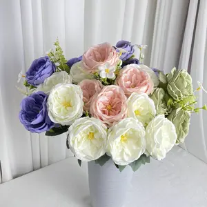 Фойл 9 головок гибискуса розы Свадебный Цветочный материал украшение для дома гостиной букет реквизит для фотосъемки Арран