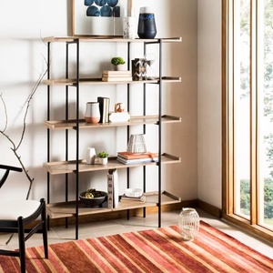 Amerikaans Kantoor Retro Woonkamer Display Plank Massief Hout Ijzeren Kunst Vloer Boekenplank Tijdschriftenrek Voor Muur Eervolle Eer