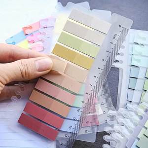 2400 feuilles, 12 styles, notes adhésives transparentes en PET, autocollants indicateurs de couleur unie vintage/minimalistes pour étudiants et bureaux - Product Image 3