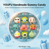 Bulk Cartoonfiguurtjes Collectie Fruitige Gummy Candy 145g Ronde Pot Halal BRC Gecertificeerd Aangepaste OEM