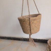 Panier mural tressé luxueux pour plantes d'intérieur, suspendu, avec longue base en macramé et réservoir d'eau, en osier