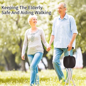 Aluminum Alloy Cane <b>Stool</b> With Three Legs <b>Adjustable</b> <b>Height</b> Black Seat For Elderly Walking Support - Product Image 3