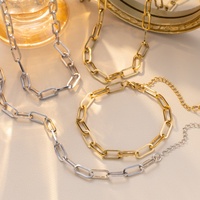 Collier court géométrique pour femme, style européen-américain, en bambou épais, hip-hop, perle simple, plaqué or, tendance et polyvalent