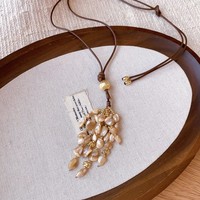 Kalung Liontin Batu Mata Harimau Bohemian Panjang Trendy dengan Rumbai untuk Wanita, Aksesoris Perhiasan Pernikahan