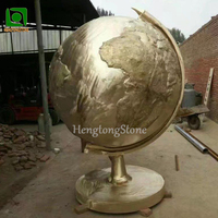 Décoration de jardin extérieur Sculpture globe métal monde en bronze coulé