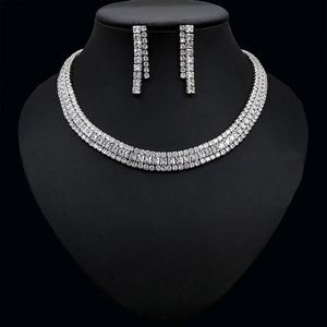 HIBRIDE brillant élégant blanc Baguette cubique zircone couleur or pour les femmes mariée mariage 2 pièces collier boucle d'oreille ensembles de bijoux N-47 - Product Image 5