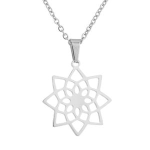 Venta al por mayor personalidad diseño joyería collar y pendiente conjunto de acero inoxidable material flor encanto colgante collar pendiente conjunto - Product Image 5