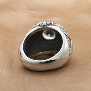 Men's <b>Titanium</b> Steel Cross <b>Ring</b> Silver White Diamond Bezel Setting Gift Jewelry Geometric Style Punk Fashion <b>Ring</b> - Product Image 2