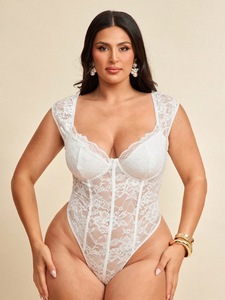 ชุดเดรสใหม่ฤดูใบไม้ผลิ2026ชุดลูกไม้สุดเย้ายวนพร้อมสายรัดแผงลูกไม้ชุดบอดี้สูทเต็มตัวเท็ดดี้อเนกประสงค์และดู XL-4XL สนิทสนม - Product Image 5