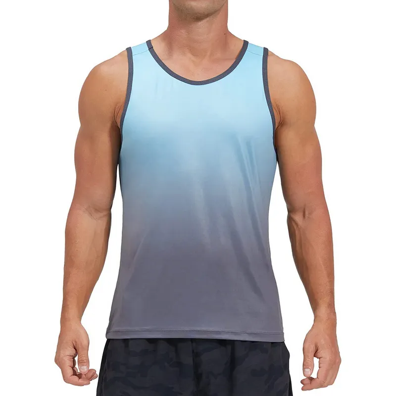 Wholesale quick dry polyester plain ribbed tank top fitness gym bodybuilding singlets workout sleeveless shirts