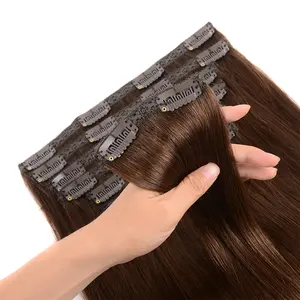 Hot Selling Product 2024 Clip In Hair Extension Human Hair Machine Remy Natural Straight Clip-On Hair Piece Full Head 14"-24"