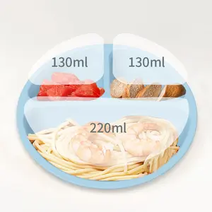 BPA Free Food Grade Silicone Divided Plates For Babies Platos Bebe Con Ventosa With Suction Cup Silicone Baby Feeding Plate