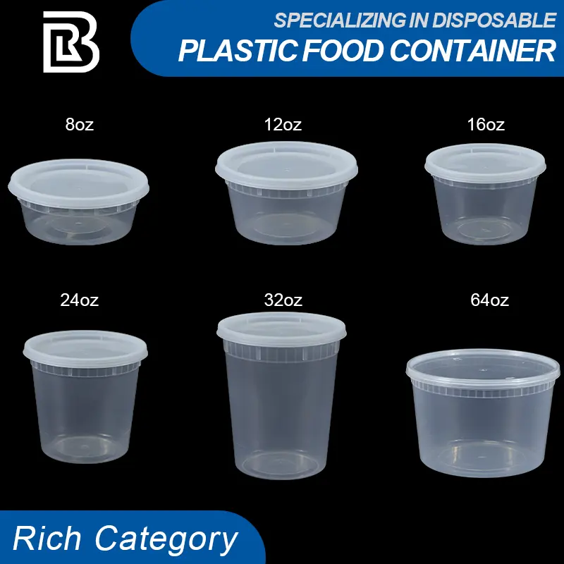 Ronde 8Oz 12Oz 16Oz 24Oz 32Oz Ronde Soep Custom Logo Wegwerp Voedsel Deli Container Plastic