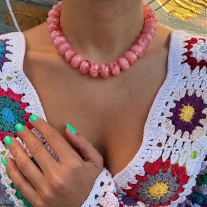 Yeni Trendy Sınır Ötesi Avrupa Amerikan Boncuklu Top Kolye Reçine Bohemian Sevimli Moda Klavikula Zinciri kadın Hediyesi - Product Image 6