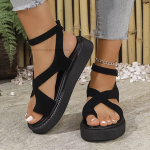 Women Thick-soled Toe-Loop Beach <b>Sandals</b> Summer New Cross Strap Large Platform <b>Sandals</b> - Product Image 2
