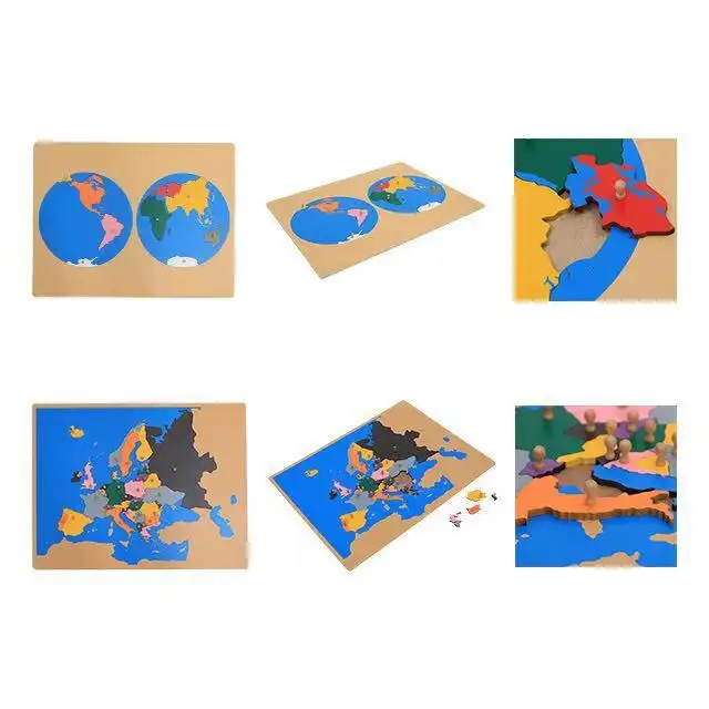 Adena wooden montessori materials set educational toys for child 8 Puzzle Maps
