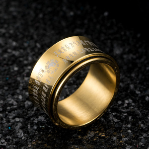 Cross-border hot-selling retro Taiyi Golden Light Mantra stainless steel ring, Tai Chi Bagua Yin Yang diagram ring jewelry whole - Product Image 4