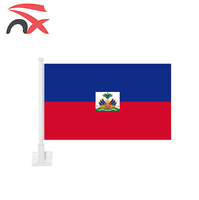 Drapeau de voiture personnalisé en polyester de haute qualité 30*45 cm, drapeau haïtien pour fenêtre avec mât en plastique – Vente en gros