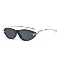 Gafas de Sol de Moda con Marco Pequeño Estilo Ojo de Gato, Patillas Metálicas Anudadas, Diseño Único para Mujer