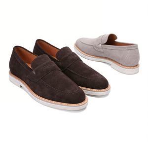 Best Selling Fashion Grey Casual <b>Shoes</b> for <b>Men</b> Genuine Cow Suede Leather Loafers Versatile Flats - Product Image 5