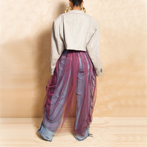 Conjunto de Dos Piezas de Jeans Vintage con Flecos y <span class=keywords><strong>Blazer</strong></span> Corto Personalizado, Jeans de Pierna Ancha con Flecos y Borlas - Product Image 4