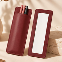 Étui élégant en cuir PU pour crayon à lèvres, simple et portable, avec miroir, support pour rouge à lèvres
