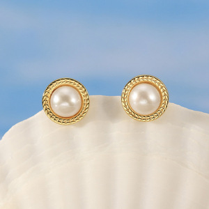 SPJ <span class=keywords><strong>Venta</strong></span> al por Mayor, Aretes Clásicos de Plata de Ley 925 con Perlas Redondas de Agua Dulce, Juego de Joyería de Perlas Antialérgicas para Mujer - Product Image 4