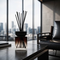 Bouteille diffuseur de parfum en verre dégradé brun foncé à transparent de 200 ml, forme colonne carrée, pour décoration intérieure