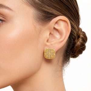 Vente en gros populaire : Parure de bijoux hypoallergéniques en acier inoxydable plaqué or 18 carats, avec collier et boucles d'oreilles clous rétro en forme de cœur tressé - Product Image 6
