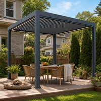 Pergola à toit motorisé à lamelles, abri de jardin en métal mural d'extérieur à prix abordable