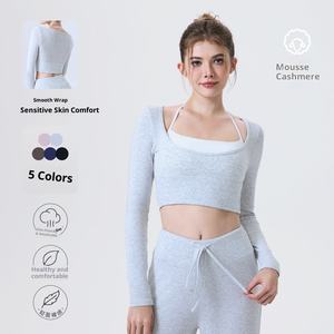 Under Lulu Sujetador deportivo de Yoga de contraste personalizado Tallas grandes Manga larga Copa semifija Slim-Fit Transpirable Absorbe el sudor Rápido - Product Image 1