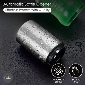 Ouvre-bouteille de bière automatique portable en acier inoxydable avec logo personnalisé en métal avec tire-bouchon et ouvre-bouteille à aimant poussoir - Product Image 3