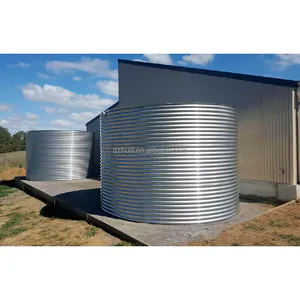 Réservoir d'eau rond en acier ondulé modulaire, collecte de l'eau de pluie, feu, ferme de poissons, tôle d'acier galvanisée, réservoir d'eau ondulé