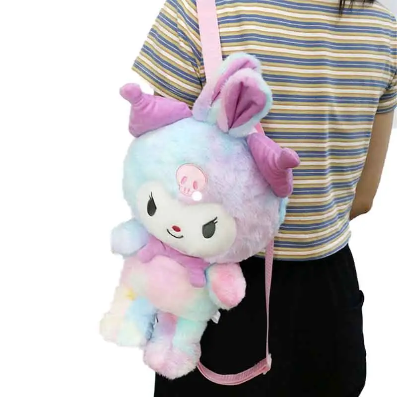 Sanrio Anime Kuromi My Melody Cinnamoroll Cartoon Soft Stuffed Plush Peluche Backpacks Cute Animal Dolls Birthday Xmas Gift Toys