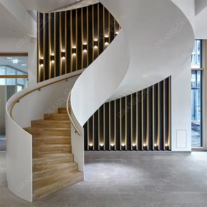 Escalones de mármol de alta calidad Escalera curva <span class=keywords><strong>Escaleras</strong></span> de arco de acero con barandilla de metal y vidrio Diseño de renovaciones para el hogar - Product Image 1