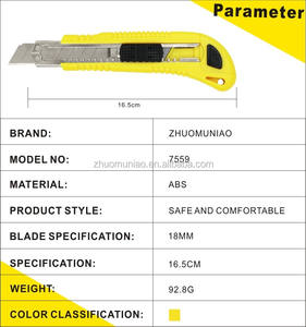 تصميم جديد أصفر قابل للسحب شفرة الشريحة فائدة قلم رصاص صندوق ورق الحائط القاطع سكين مع 3 شفرات - Product Image 4
