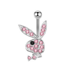 YW Femmes Adorable Lapin Dessin Animé En Acier Inoxydable <span class=keywords><strong>Nombril</strong></span> Anneau Asscher Coupe Diamant Zircon Dangling <span class=keywords><strong>Nombril</strong></span> <span class=keywords><strong>Piercing</strong></span> Cadeau - Product Image 2