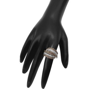 Ornaatis Diamond Bypass Cocktail <b>Ring</b> 1.59 Cttw White Champagne Pave Setting Sterling Silver Women's <b>Statement</b> <b>Ring</b> - Product Image 4