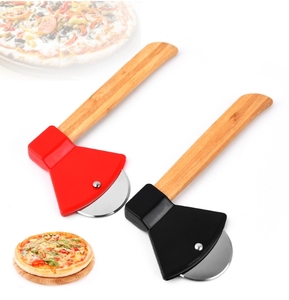 Hache manche en bambou coupe-pizza lame rotative maison cuisine outil de coupe coupe-pizza - Product Image 2