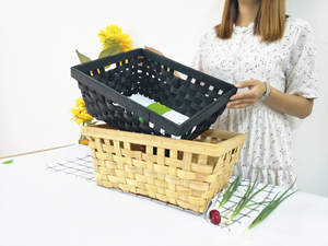 Cesto de Navidad casero ancho plano Holame hogar hecho a mano astillas de madera tejido rectángulo almacenamiento Picnic <span class=keywords><strong>cesta</strong></span> de frutas - Product Image 4